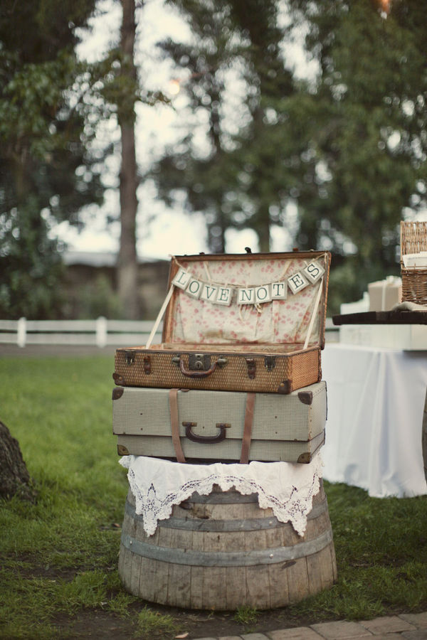 Chic Alternative to collecting guests' sentiments - card collection suitcase