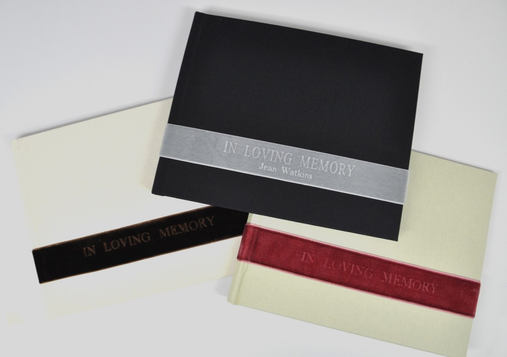Black Linen (center) - shown on Velvet Custom In Loving Memory Guest Book