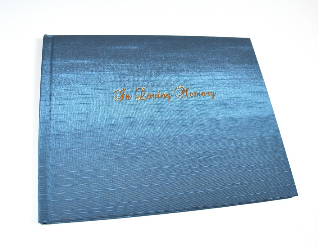 Teal Satin - Luminosity shown - In Loving Memory Memorial Sign In Book