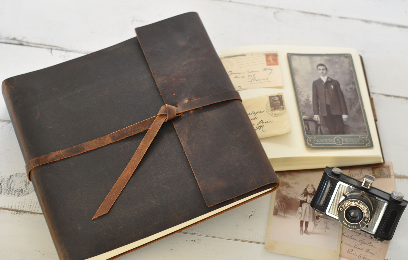 Fathers Day Gift Ideas - handmade leather rustic photo album - a great keepsake that can be personalized!