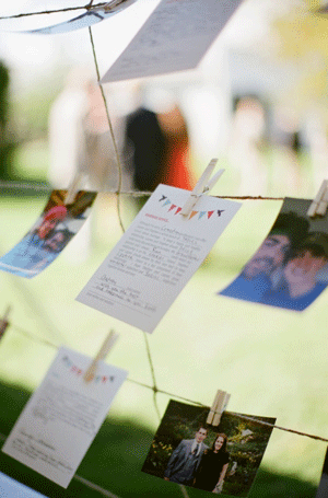 Wedding Guest Messages Pinned to a Clothes Line