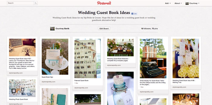 Blue Sky Paper's Pinterest Board for Wedding Guest Book Ideas