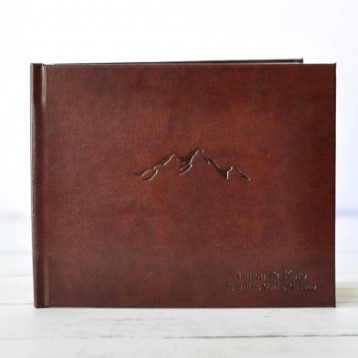 Cabin Guest Book - Rich Brown leather with Black embossing - by Blue Sky Papers