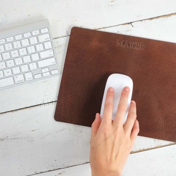 Leather Mouse Pad - Personalize with a name or title - by Blue Sky Papers