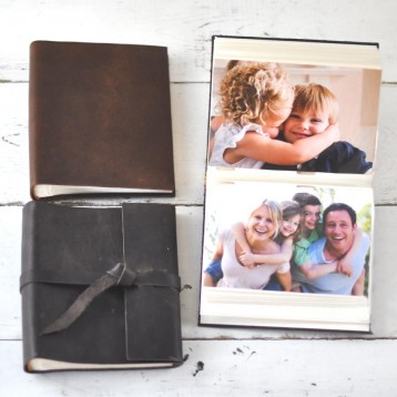 Leather Mini Photo Books - 2 styles soft or wrap & flap - handmade by Blue Sky Papers