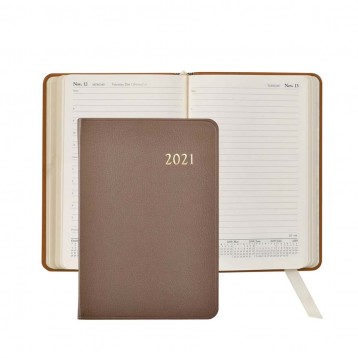Leather Day Planner 2021 - Taupe Goat Leather - by Blue Sky Papers