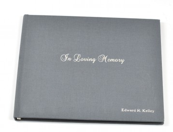 Personalized In Loving Memory Memorial Sign-in Book - Slate with Silver embossing