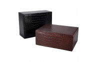 Leather Storage Box - Black Croco & Brown Croco Leather - from Blue Sky Papers