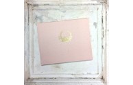 Vintage Wreath Guest Book- Luminous Blush silk dupioni with a hand-embossed gold floral wreath- by Blue Sky Papers