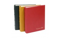 Large Leather Guest Books - Shown with Gold personalization - from Blue Sky Papers