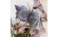 Velvet His and Her Vow Books - Silvery Gray Velvet with Eggplant - by Blue Sky Papers