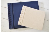 Fresh Ribbon Bound Guest Album- Natural linen and Navy satin-  from Blue Sky Papers