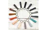 Personalized Leather Key Ring - comes in many fun and classic colors - by Blue Sky Papers
