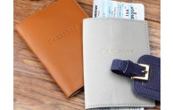 Leather Passport Holders - British Tan & Gray Goatskin - from Blue Sky Papers