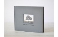 Guest Book with Photo Frame Cover - Slate Gray linen with Gray embossing in Serif- by Blue Sky Papers