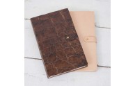 Travelers Notebook - natural nude & rustic crocodile leather - by Blue Sky Papers 