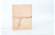 Leather Book with Tri-Leather Strap - snow leather custom book with tri-leather strap closure - by Blue Sky Papers