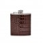 Personalized Leather Flask - Brown Crocodile Leather - from Blue Sky Papers