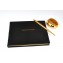 Center Personalized Leather Guest Book - Gold on Black