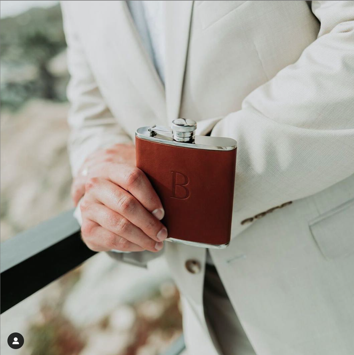 Personalized Leather Flask - Blue Sky Papers